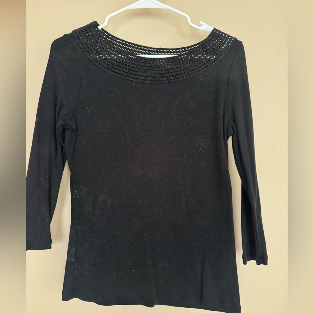 Ralph Lauren Elegant Black Long Sleeve Knit Top